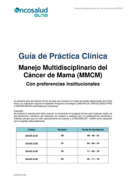 Manejo Multidisciplinario del Cáncer de Mama 