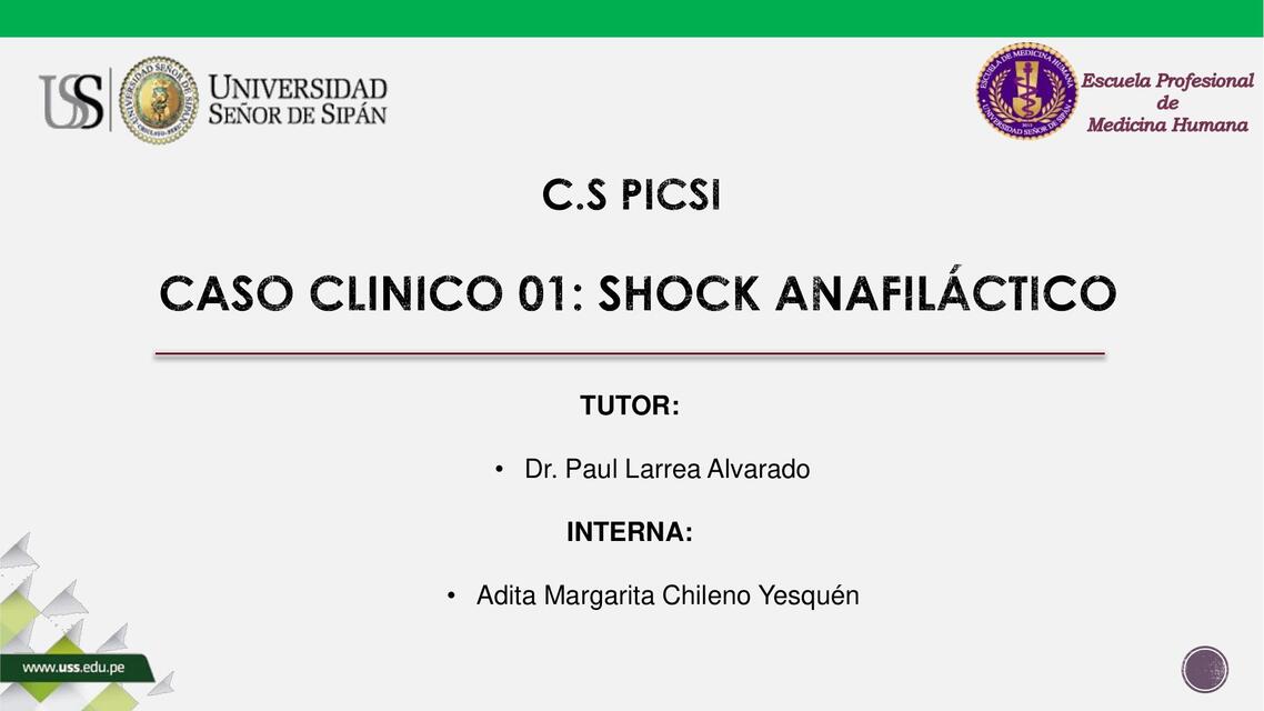 Caso clínico 01: Shock anafiláctico 