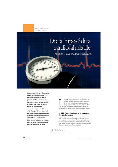 Dieta hiposódica cardiosaludable 