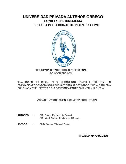 Evaluación del Grado de Vulnerabilidad Sísmica Estructural en Edificaciones 