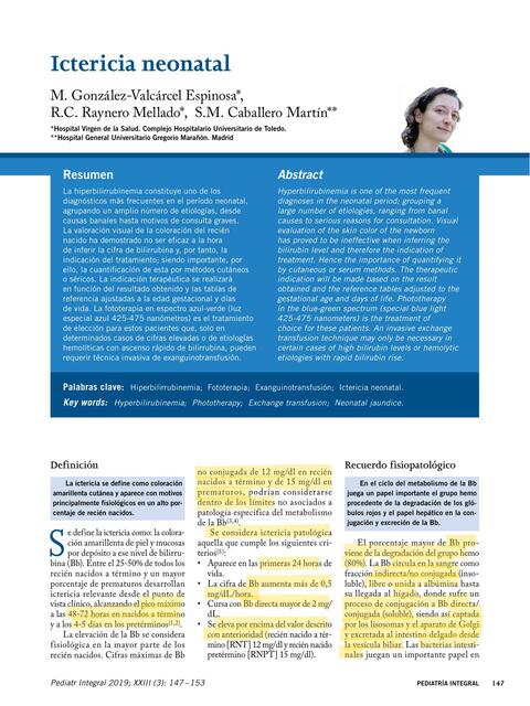 Ictericia Neonatal 