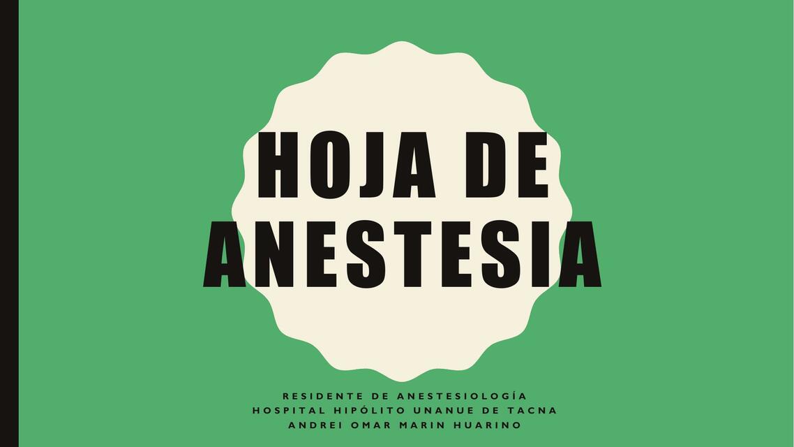 Historia clínica de anestesiología