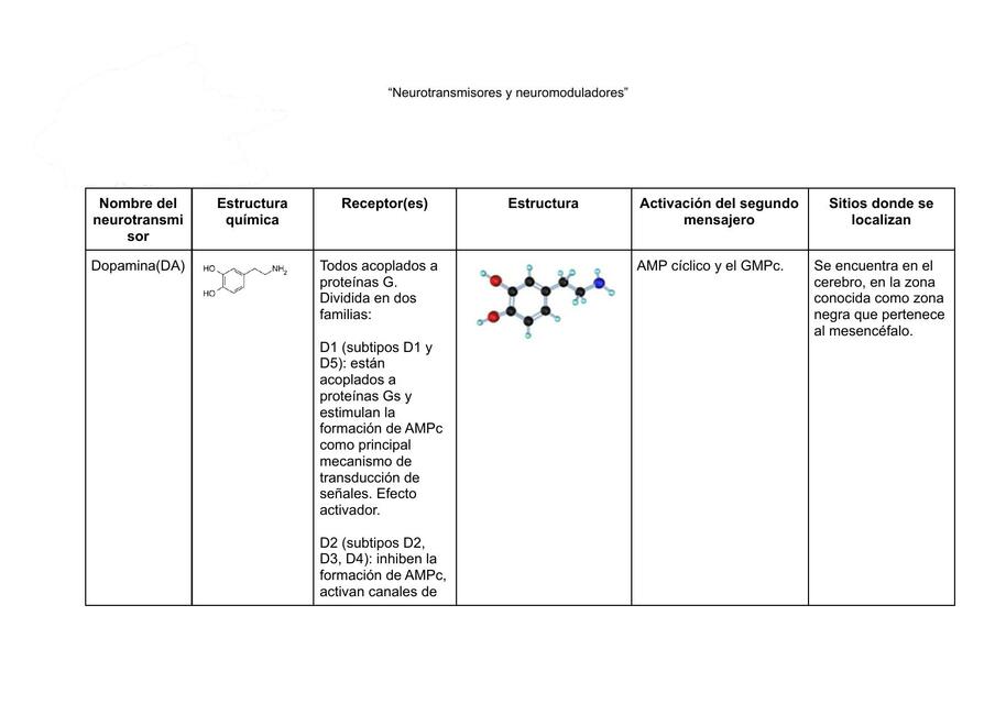 Neurotransmisores y Neuromoduladores 