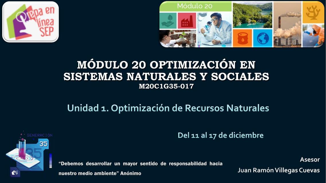 Modulo 20: Optmización en Sistemas Naturales y Sociales | Renzo Cuzco ...