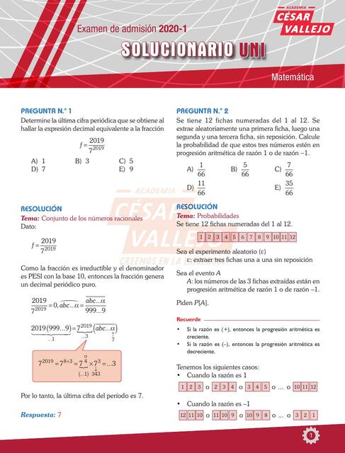 Examen de admisión matemática 