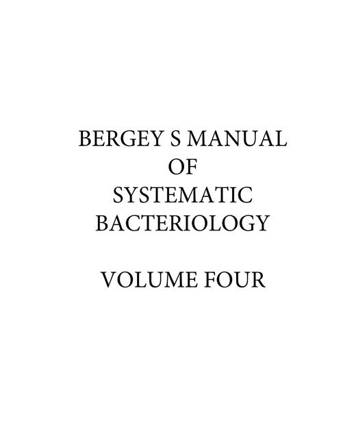 Bergeys Manual of Systematic Bacteriology 