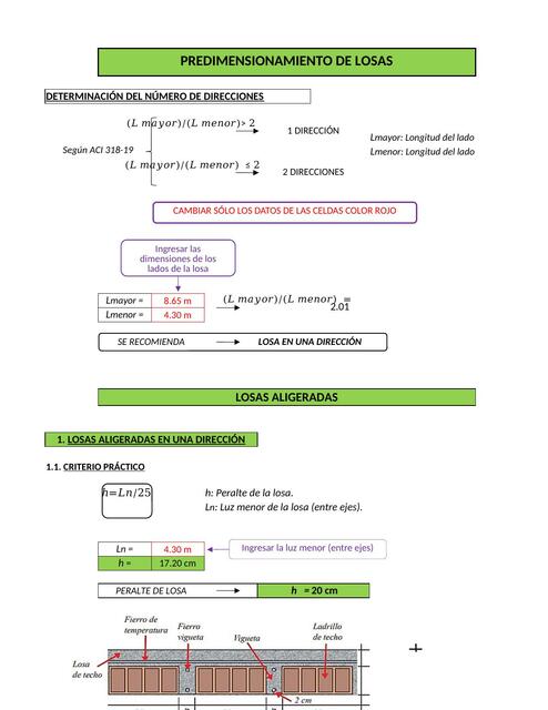 Predimensionamiento de losas 