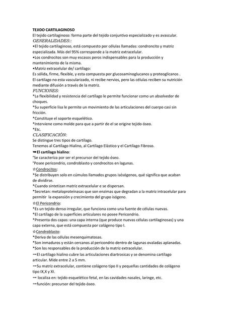 Tejido Cartilaginoso Mariel Roldan uDocz
