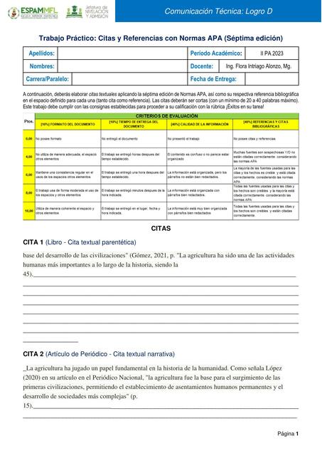 Trabajo Práctico: Citas y Referencias con Normas APA 