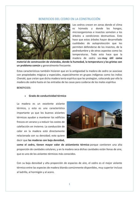 Beneficios del cedro en la construcción 