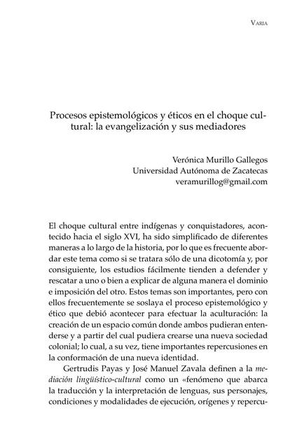 Procesos epistemológicos y éticos en el choque cultura: la evangelización y sus mediadores 