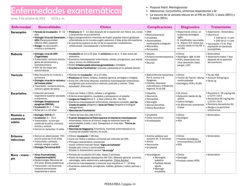 Enfermedades Exantemáticas 