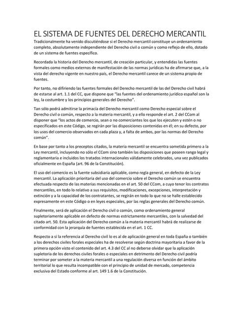 EL SISTEMA DE FUENTES DEL DERECHO MERCANTIL | Ana Gisela Mercado | uDocz