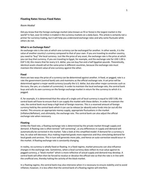 Floating Rates Versus Fixed Rates | Y. Esther Montoya | uDocz