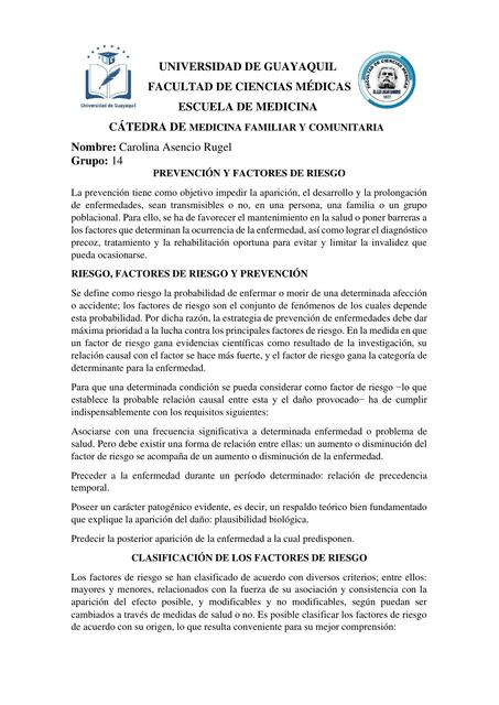 Prevención y Factores de Riesgo 