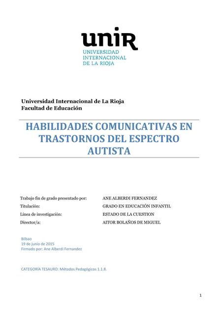 Habilidades Comunicativas en Trastornos del Espectro Autista 