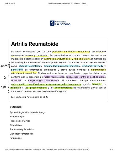 Artritis Reumatoide