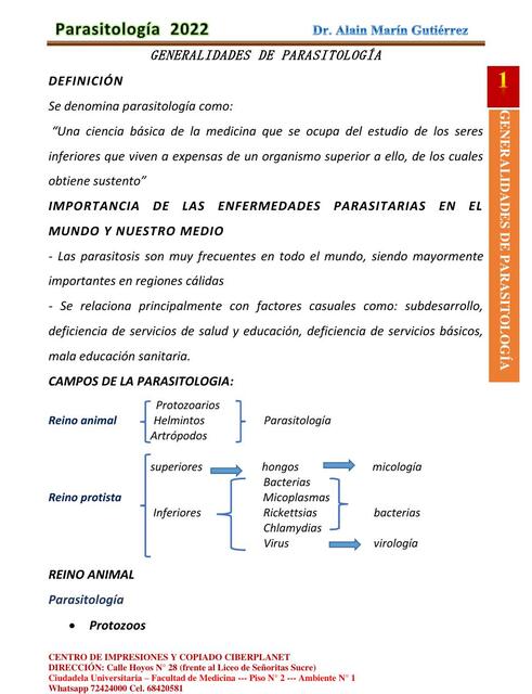 Generalidades de Parasitología 