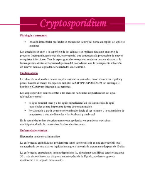Cryptosporidium | Agustina | uDocz