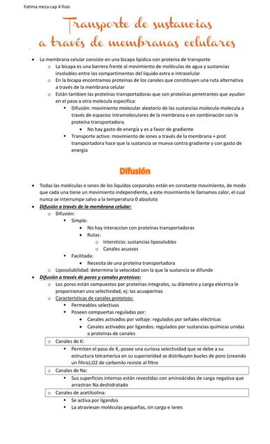 Transporte de Sustancias a Través de Membranas Celulares 