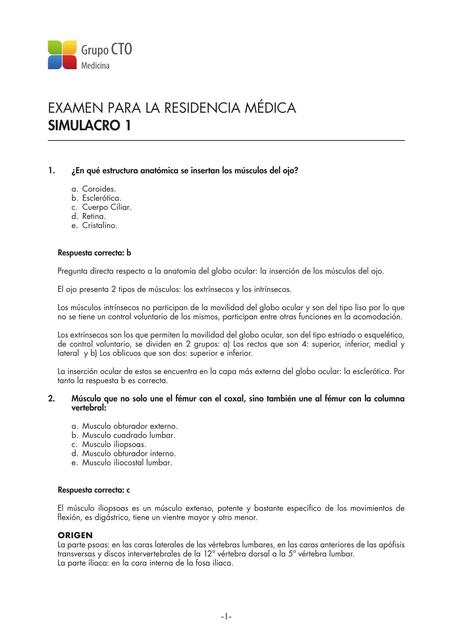 Examen para la residencia medica 