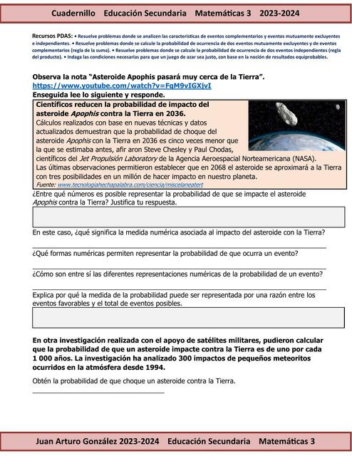 Cuadernillo Educación Secundaria Matemáticas 3   