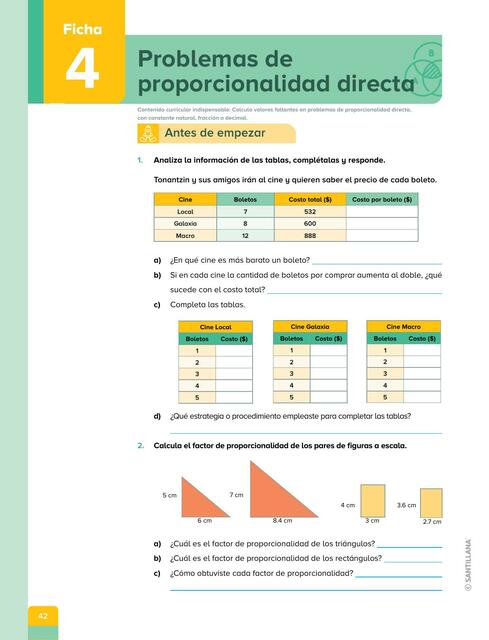 Problemas de proporcionalidad directa 