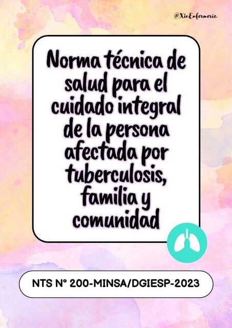 Norma técnica de salud para el cuidado integral de la persona afectada por TBC