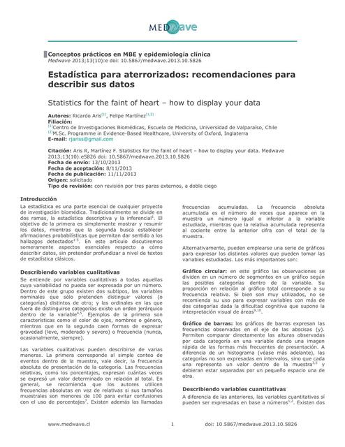 Estadística para aterrorizados: recomendaciones para describir sus datos