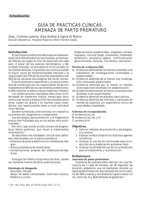 Guía de Amenaza de Parto Prematuro