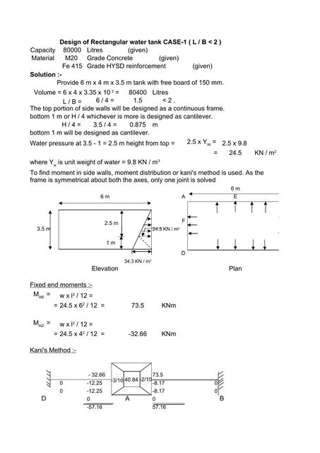 Design of Rectangular Water Tank