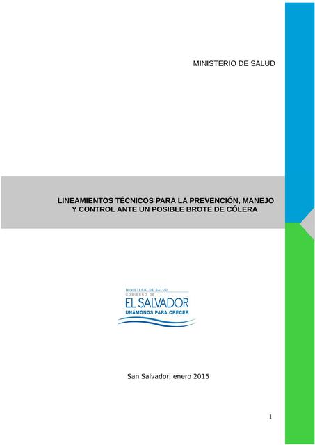 Lineamientos técnicos para la prevención, manejo y control ante un posible brote de cólera