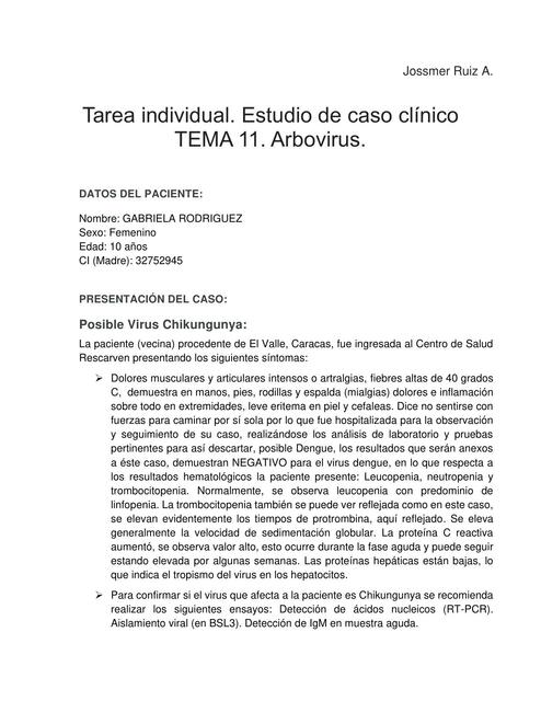 Estudio de caso clinico : arbovirus 