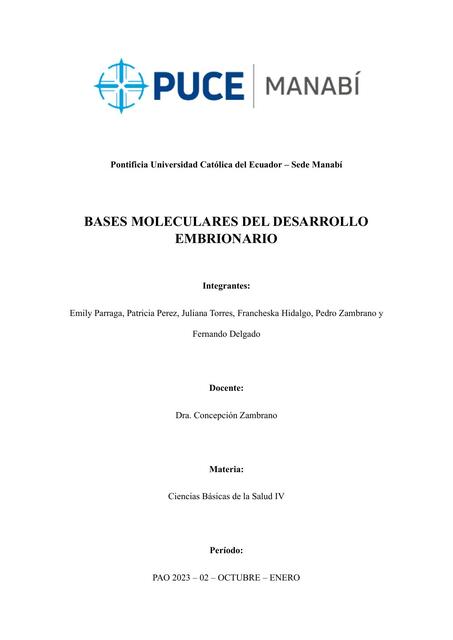 Bases moleculares del desarrollo embrionario 