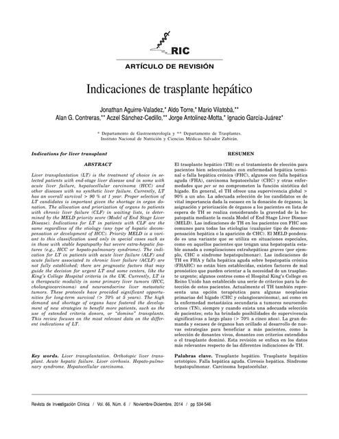 Indicaciones de trasplante hepático 