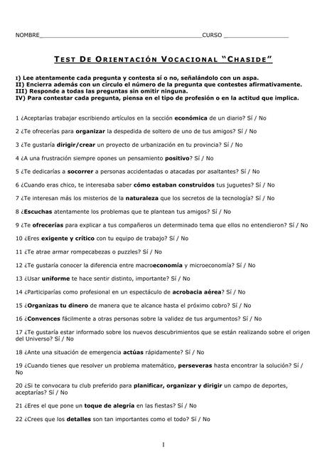 Test de Orientación Vocacional 