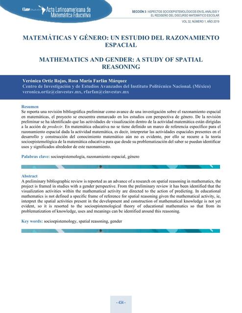 Matemáticas y género: Un estudio del razonamiento espacial