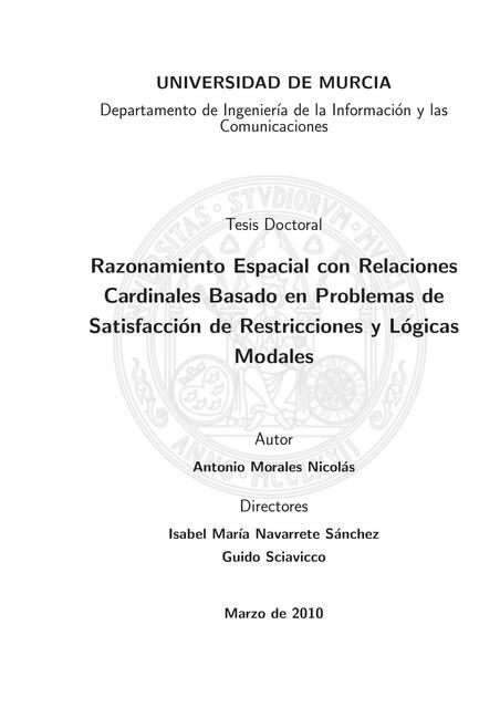 Razonamiento espacial con relaciones cardinales basado en problemas de satisfacc