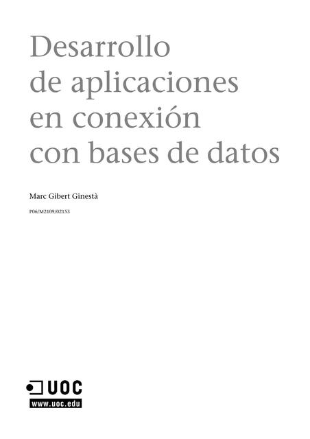 Desarrollo de Aplicaciones en Conexión con Bases de Datos