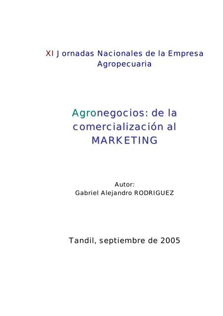 Agronegocios de la comercialización al Marketing