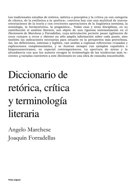 Diccionario de retórica, crítica y terminología literaria