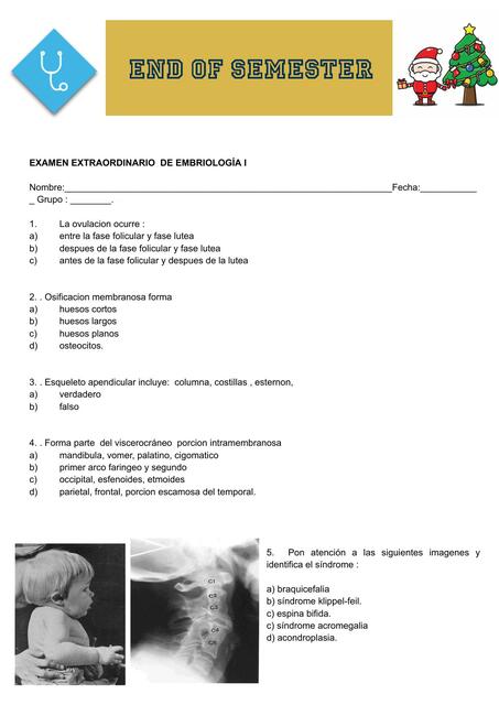 Examen extraordinario de embriología 