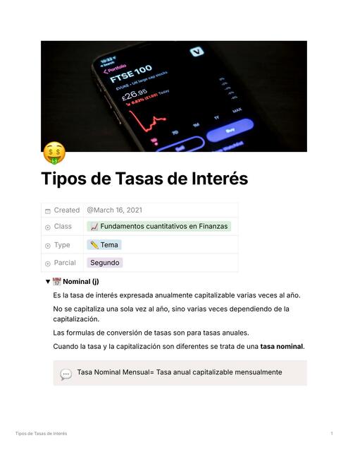 Tipos de Tasas de Interés