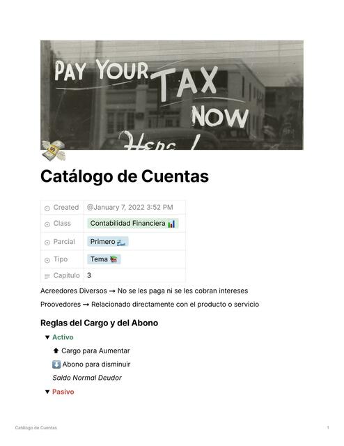 Contabilidad Catálogo de Cuentas