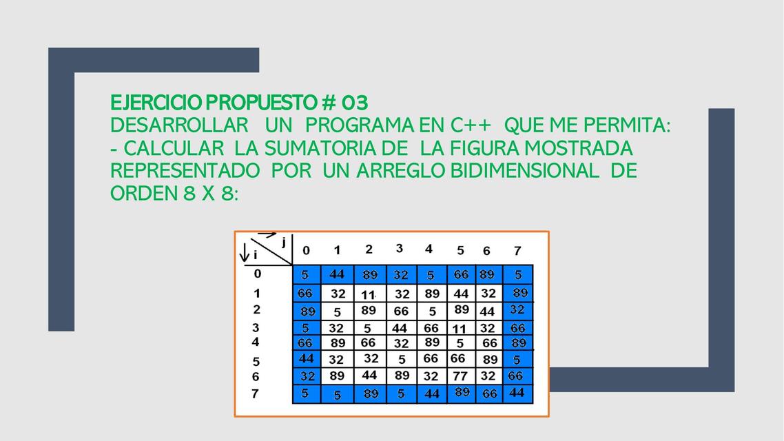 EJERCICIO N°3 DE ARREGLO BIDIMENSIONAL EN C++