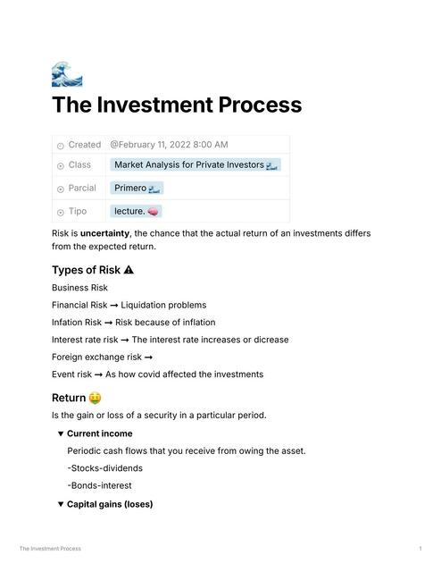 The Investment Process