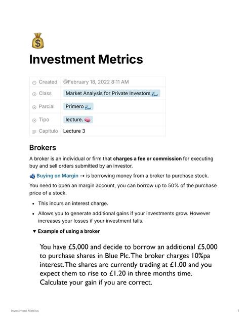 Investment Metrics