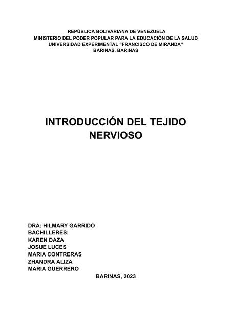 Introducción al Tejido Nervioso 