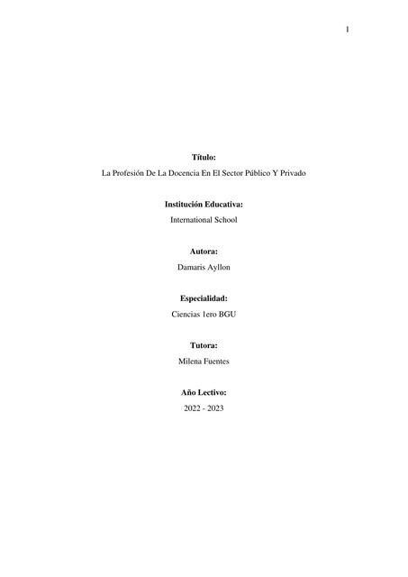 La Profesión de la Docencia en el Sector Público y Privado