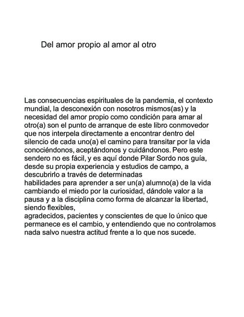 Del amor propio al amor al otro